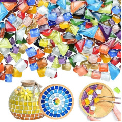 TOOSOAR 1000 g Colourful Glass Mosaic Tiles, Irregular Mosaic Tiles, Small Mini Mosaic Tiles for Crafts, Home Decoration, Photo Frame, Flower Pots, DIY Art Projects