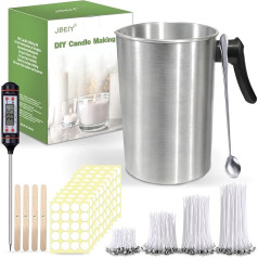 JBEIY 3L Candle Pot, Large Capacity Wax Melting Pot Set with Thermometer, 200 Wicks and Stickers, Spoon, Candles Make Your Own Pot, Candle Making Pot