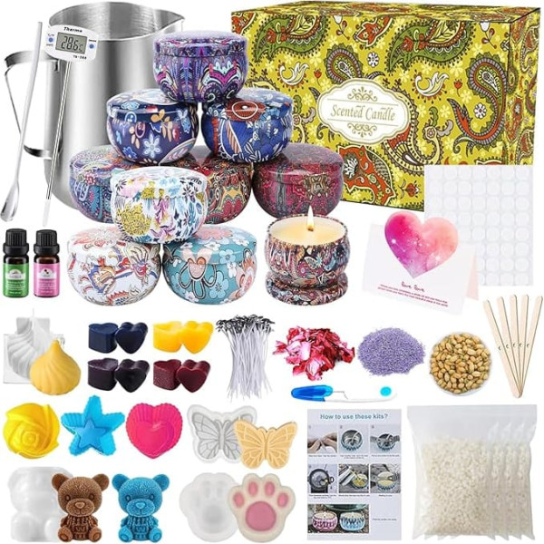 UCAMP DIY Candle Making Set, DIY Candle Making Kit, Including Candle Pouring Set, Wicks Stickers and Mixing Spoon, Beginner Candle Making Accessories