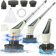 Electric Cleaning Brush, Homtronics Cleaning Brush, Electric Bathroom, Electric Cleaning Brush, Electric Spin Scrubber, Cordless with 4 Drill Brush Heads for Corners, Kitchen, Window, Bathroom, Dark