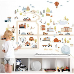 Little Deco DL910-4 Wall Sticker Cars Vehicles Wall Sticker Children's Room Boy Transports Roads for Baby Room Wall Decoration