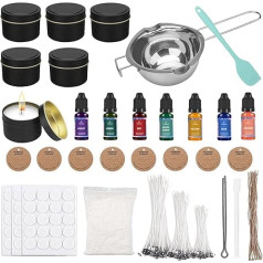 Bolosa® Candle Making Set, Candle Pouring Set, Melting Pot 400 ml, 500 g Candle Wax, 6 Candle Tins, 7 Candle Colour, Candle Wick Set, Candle Making Kit for Adults, Beginners, Candle Making