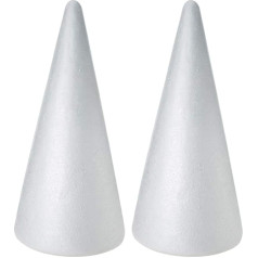SUPVOX 2 x Christmas Tree Foam Cones Styrofoam Cones for DIY Modelling Crafts Flower Decoration Accessories (38 x 13.5 cm)