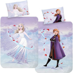 MTOnlinehandel Anna & Elsa Children's Bed Linen 100 x 135 cm, Small Children's Bed Linen, 100% Cotton, 1 x Pillowcase 40 x 60 cm + Duvet Cover 100 x 135 cm (Frozen)