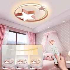 Pink LED Ceiling Light Modern Round Children's Lamp Stars Starry Sky Children's Light Diameter 55 cm 48 W Dimmable with Remote Control 2700 K - 6500 K Children's Room Boys Girls Ceiling Light Bedroom