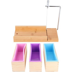Soap Making Mould Soap Cutter Chocolate Pudding Mould 1200 ml DIY Silicone Wooden Box Set with Scales Manual Kitchen Appliances