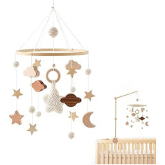 TUZHE Mobile Baby Wind Chimes Bed Bell with Clouds Stars Handmade Baby Mobile Baby Bed Wood for Baby Girls or Boys Rattle Toy (Full Stars)