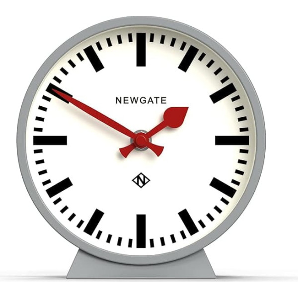 NEWGATE® M Mantel Clock Railway Quiet Sweep - 'No Tick' - A Modern Mantel Clock - Small Clock - Clocks for Living Room - Office Clock - Desk Clock - Mantel Clocks - Station Dial - (Grey)