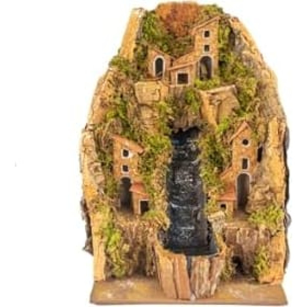 Village with central stream for crib with houses, 20 x 14 x 20 cm (7.87 x 5.51 x 7.87 inches), made in Mano, made in Italy