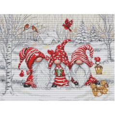 Luca-S BU5050 Three Dwarfs Wooden Counted Cross Stitch Kit for Adults Needlework and Embroidery Kit