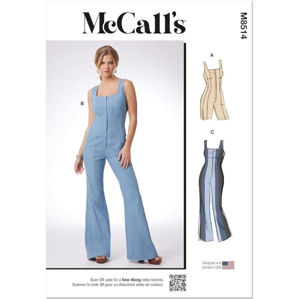 MCCALLS Sewing Pattern M8514AA Misses & Jumpsuits Size 10-12-14-18