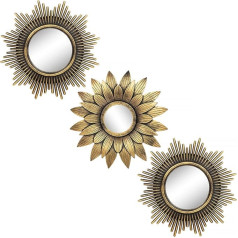 Kelly Miller Small Gold Mirror Sets for Wall Decor, 3 Pieces, Great Wall Decor for Living Room, Bedroom and Dining Room (BM013)