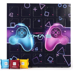 Sweet Buddies Advent Calendar 2024 with 24 Individually Packed Mini (3 x 3 cm) Chocolates - Advent Calendar for Teenagers - Ideal for Video Game Fans - Calendar for Standing Up with Christmas
