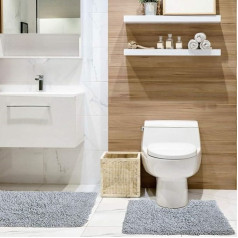 Emma Barclay Pack of 2 Bath Sets Cotton Loop Twist Silver 100 Mat 50 x 80 cm Pedestal 50 x 40 cm