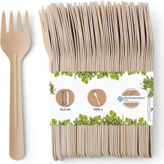 BIOZOYG Paper Fork 16.5 cm Brown I Catering Party Forks Made of Paper Dimensionally Stable Environmentally Friendly and Plastic-Free I Snack Fork Biodegradable I Party Forks Bulk Pack of 1000
