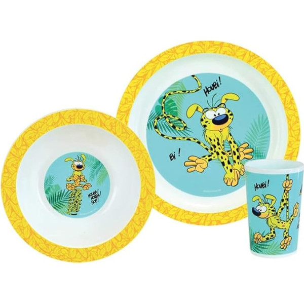 Fun House 005860 Marsupilami Children's Crockery Set Consisting of Plate, Bowl and Glass