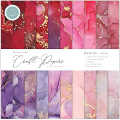 Craft Consortium CCPAD022 Double-Sided Paper Pad 12 x 12 Inches 30/Pkg-Ink Drops Rose, 20 Designs