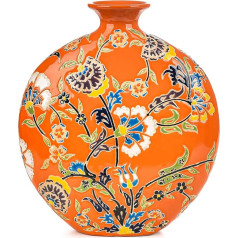 Sungmor High Quality Enameled Porcelain Vase, Traditional Hand Carved Ceramic Vase for Fresh Flowers, Dried Plants Arrangement, Decorative Vase for Centerpieces, Shelf, Living Room