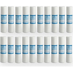 Bellerofonte Sediment Filter Water Filter Melt-Blown Filter 10 Inch 1 Micron in Polypropylene Removes Sand, Rust Particles and Floating Contaminants Up to 1 Micron, 20 Pieces