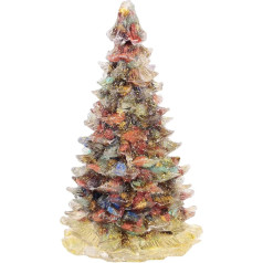 KYEYGWO 7 Chakra Healing Crystal Mini Christmas Tree with Tumbled Stones, Stone Christmas Tree Ornament, Christmas Decoration, Artificial Christmas Tree, Table Decoration for Home, Shop, Office, 9 cm