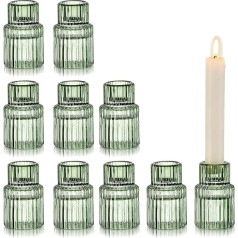 Glasseam Candle Holder Glass Candle Holder Taper Candles: Green Candle Holder Taper Candles Set of 10 Taper Candle Holders Glass Candle Holder Christmas for Table Decoration Candle Holder Taper Candle
