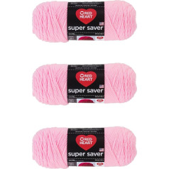 Red Heart Super Saver Petal Pink Yarn - 3 Pack 7oz - Acrylic - 4 Medium (Worsted) - 360 yards - Knitting/Crochet