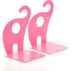 Cute Elephant Book Ends – Metal Bookends – Book Ends for Children Kids Baby Nursery Children's Room Décor, pink