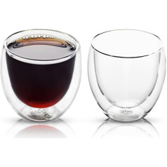 ANSIO® Double-Walled Thermal Coffee Cups 250 ml - Double Wall Glass - Lightweight and Durable Borosilicate Glass Cups in Pack of 2 - Ideal for Hot and Cold Drinks