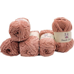 500 g Ilkadim Export Chenille Baby Knitting Yarn Plain Baby Wool 5 x 100 g Polyester Knitting Wool Super Bulky, Baby Wool Plain (Dusky Pink 100-54)