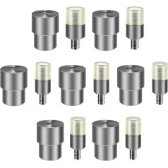 Silver Metal Double-Sided Rivet Magnetic Snap Hand Press Installation Tool, Push Button Tool, 7 Pairs Double Sided Rivet Shapes (5/6/7/8/9/10/12 mm)