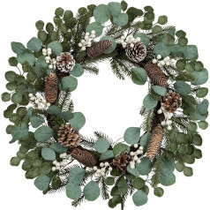 Artificial Eucalyptus Wreaths with Pine Cones for Christmas Decoration