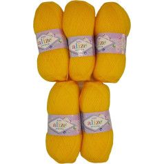 5 x 100 g Knitting Wool Alize Bebe Plain, 500 g Wool for Knitting and Crocheting