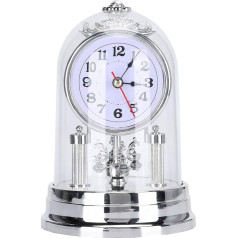 Ejoyous Mantel Clock for Living Room Small Carriage Clock Retro Mantel Vintage Silver Table Clock with Numbers for Living Room Office Home No Ticking