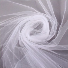 Hrlace White Tulle Fabric 10 m x 1.6 m Wide Tulle Ribbon DIY Chiffon Organza Transparent Fabric Soft Polyester Tulle Sold by the Metre Gift Tulle Table Runner Decorative Fabric for Wedding Birthday