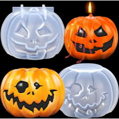 3D Pumpkin Candle Moulds, 2 Pieces Halloween Pumpkin Resin Mould, Silicone Pumpkin Mould, Handmade Making Mould, DIY Craft, Resin Mould for Fondant Cake, Aromatherapy Candle, Soap, Candy