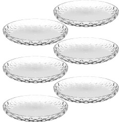 Leonardo Cucina Optic 066339 Plates Set of 6 Microwave and Dishwasher Safe Deep Bowl with Round Accents, Clear Glass, Diameter 18 cm
