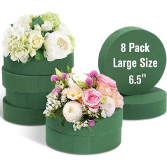 HOXHA 8 Pieces Round Foam Blocks 6.5 Inch Wet Green Foam Stones for Flower Arrangements Florist Accessories for Fresh or Artificial Flowers Wedding Holiday
