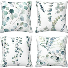 AMZQJD Pack of 4 Cushion Covers, Cotton Decorative Cushion Covers, Sofa Cushion Covers, Decorative Cushion Cover, Soft, for Living Room, Bedroom (Leaves, 50 x 50 cm)