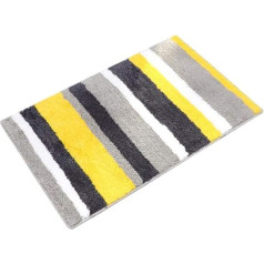 goodbath Striped Microfiber Bath Mat Non Slip Machine Washable for Bathroom Kitchen 50x80cm Yellow Grey White