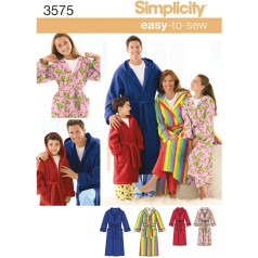 Simplicity 3575Women's/Men/Child Sleepwear, Paper White, L/XS-XL