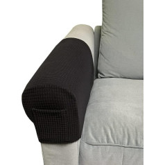 Skybook Armrest Covers with 1 Pocket Sofa Set of 4 Stretch Armrest Chair Covers Waterproof Armchair Couch Non-Slip Furniture Protection Protective Covers for Armchair Sofa Arm Covers (Black)