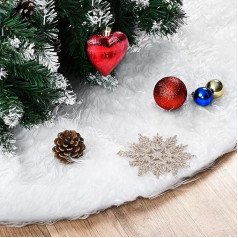 Solpex Christmas Tree Skirt Red 120cm Santa Velvet Christmas Tree Skirt Tree Floor Cover Mat for Christmas Decoration