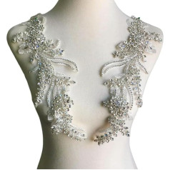 DFLINGA 1-5 Pieces Black Crystal Embellishments Long Trimmings for Overcoat Decoration Fancy Wine Red Flowers Rhinestone Applique Bridal Wedding Accessory
