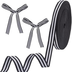 HOBBIESAY Black White Striped Ribbon 22.86 m x 15 mm Grosgrain Ribbon Fabric Ribbon Craft Ribbon Gift Ribbon Christmas Striped Ribbon for Embellishments Home Party Wedding Flower Decoration