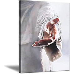 ZHONGYUTONG Jesus Canvas Art Print Give Me Your Hand Christian Poster Religious Pictures Painting for Bedroom Living Room Office Kitchen Decoration (40 x 60 cm, Framed)