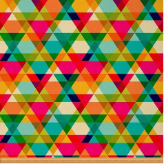 Geometric Upholstery Fabric for Chairs, Colorful Abstract Triangles Stripe Fabric by The Yard Vintage Check Pattern for Upholstery and DIY Projects, 2 Yards, L 184 x W 150 cm, Pink and Green