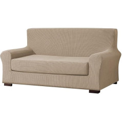 EBETA E 2-Piece Sofa Cover Jacquard Sofa Throw, Sofa Cover, Sofa Cover, Couch Cover, Furniture Protection, Non-Slip, Sofa Cover + Cushion Cover 2 Seater (Sand, 145-185 cm)