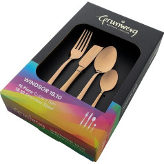 Grunwerg 16BXWSR/CU 16-Piece Cutlery Set, Copper, 18/10 Stainless Steel, PVD Coating, Stainless Steel, Silver