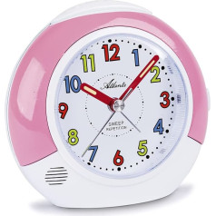 Atlanta Children's Alarm Clock without Ticking Quiet Movement Quartz Light Snooze (Pink)