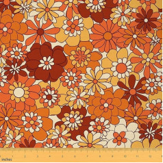 Vintage Flower Fabric 92 x 150 cm Chair Flowers Fabric Fabric Sold by the Metre 60s 70s Groovy Sewing Fabric for Interior Decoration and DIY Home Projects Green